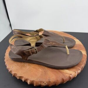 Olukai EHEU brown leather thong sandals sz 11